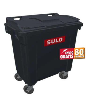 Contenedor de Basura 800 Litros SULO Negro con Tapa