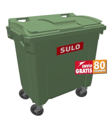 Contenedor de Basura 800 Litros SULO Verde con Tapa
