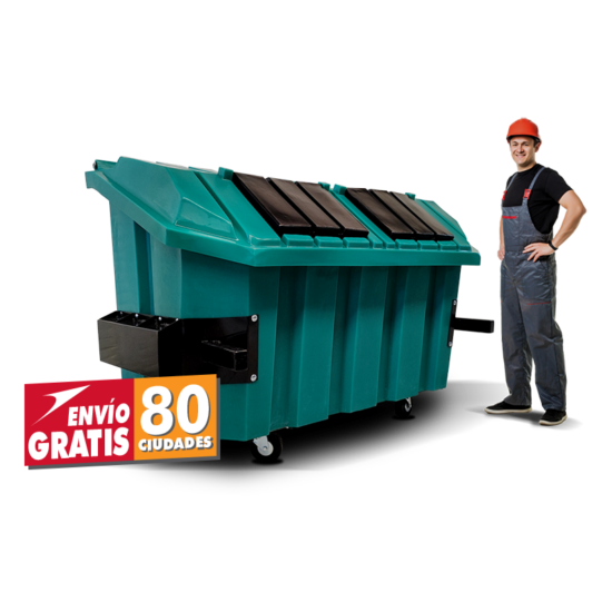 Contenedor de Basura Rotomoldeo 2000 Litros con laterales