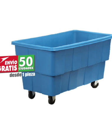 Carro multicar 500 litros con ruedas de hule, fabricado por rotomoldeo