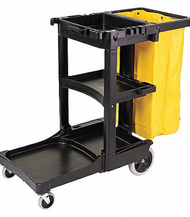 Carro de Limpieza Tradicional Rubbermaid FG617388BLA con bolsa y ruedas resistentes
