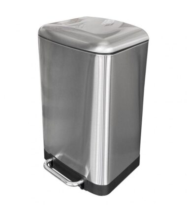 Bote de Basura Rectangular Sablón 30 Litros Acero Inoxidable con Pedal