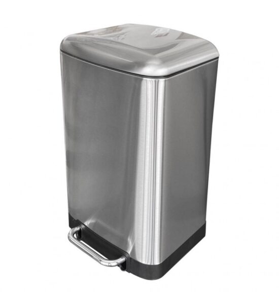 Bote de Basura Rectangular Sablón 30 Litros Acero Inoxidable con Pedal