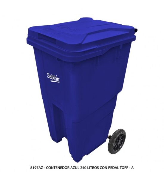 Bote de Basura 240L Sablón con Ruedas Azul